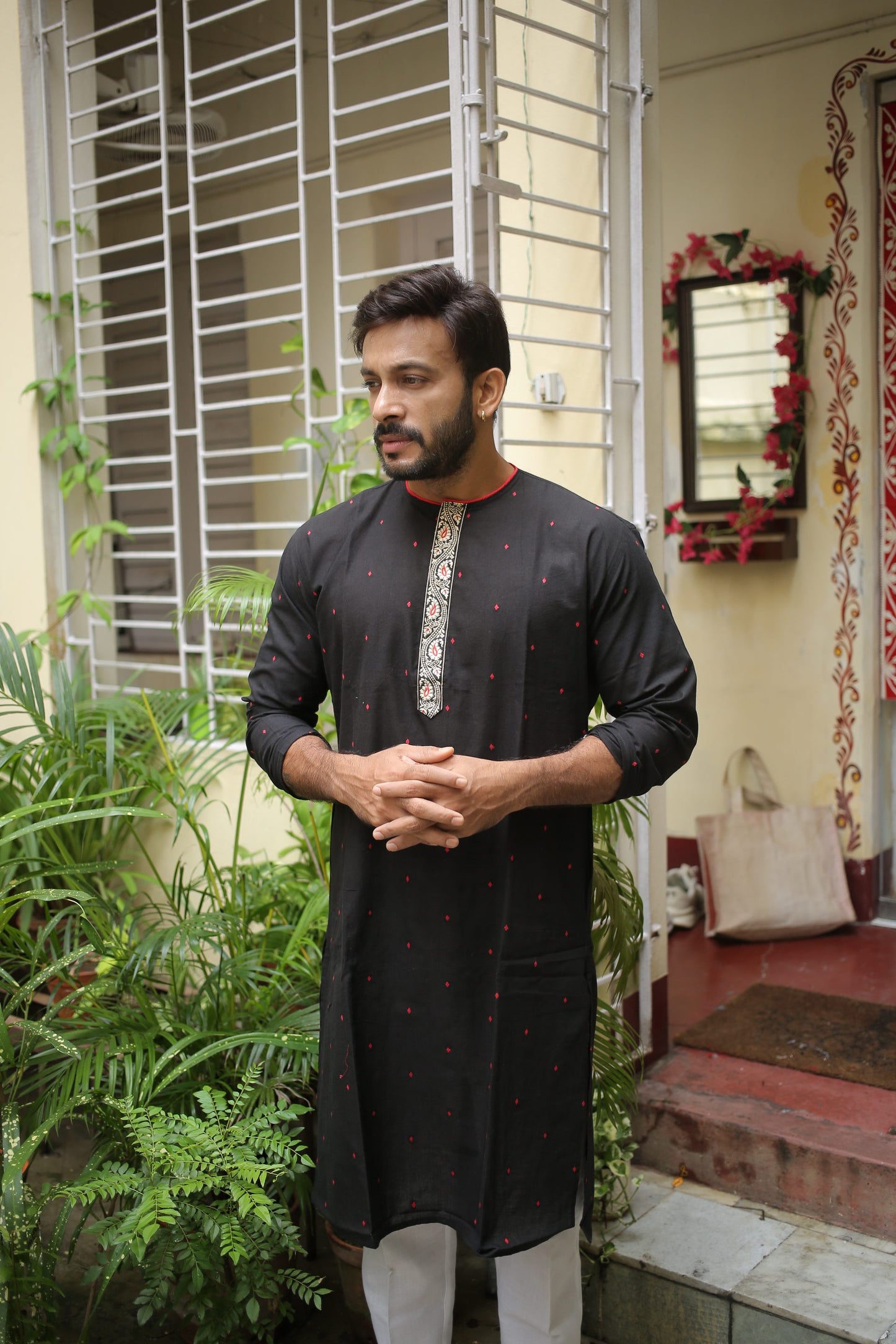 Black designer cotton kurta