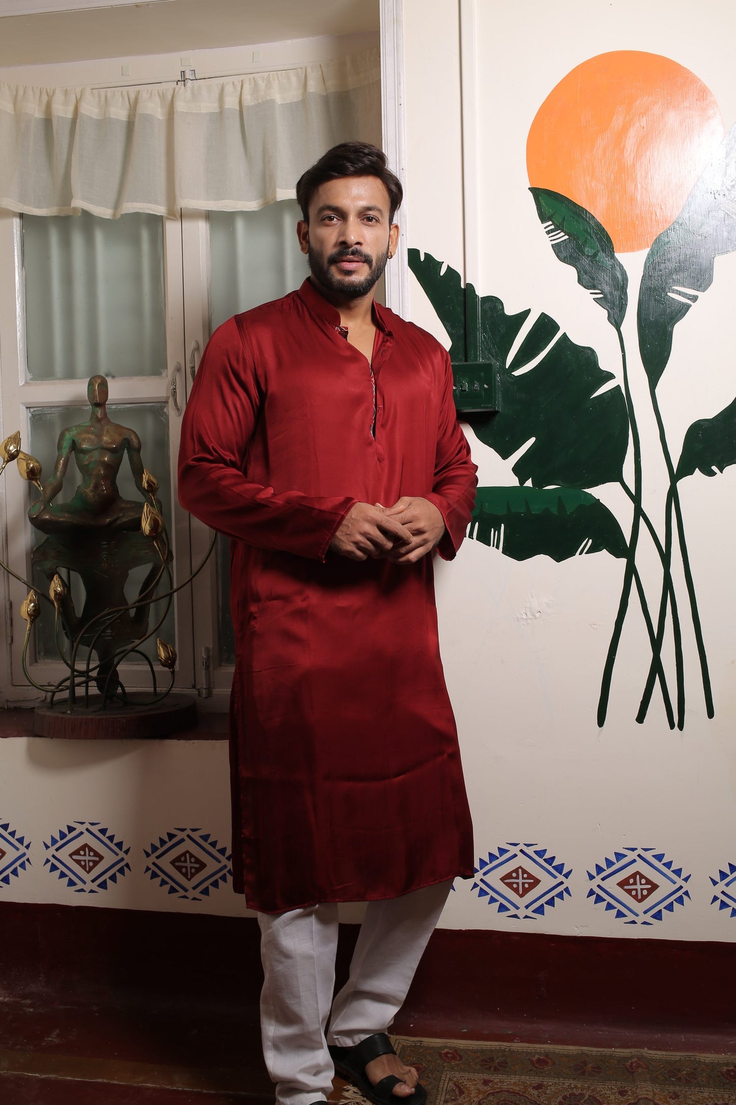 Maroon Soft Modal Silk Kurta