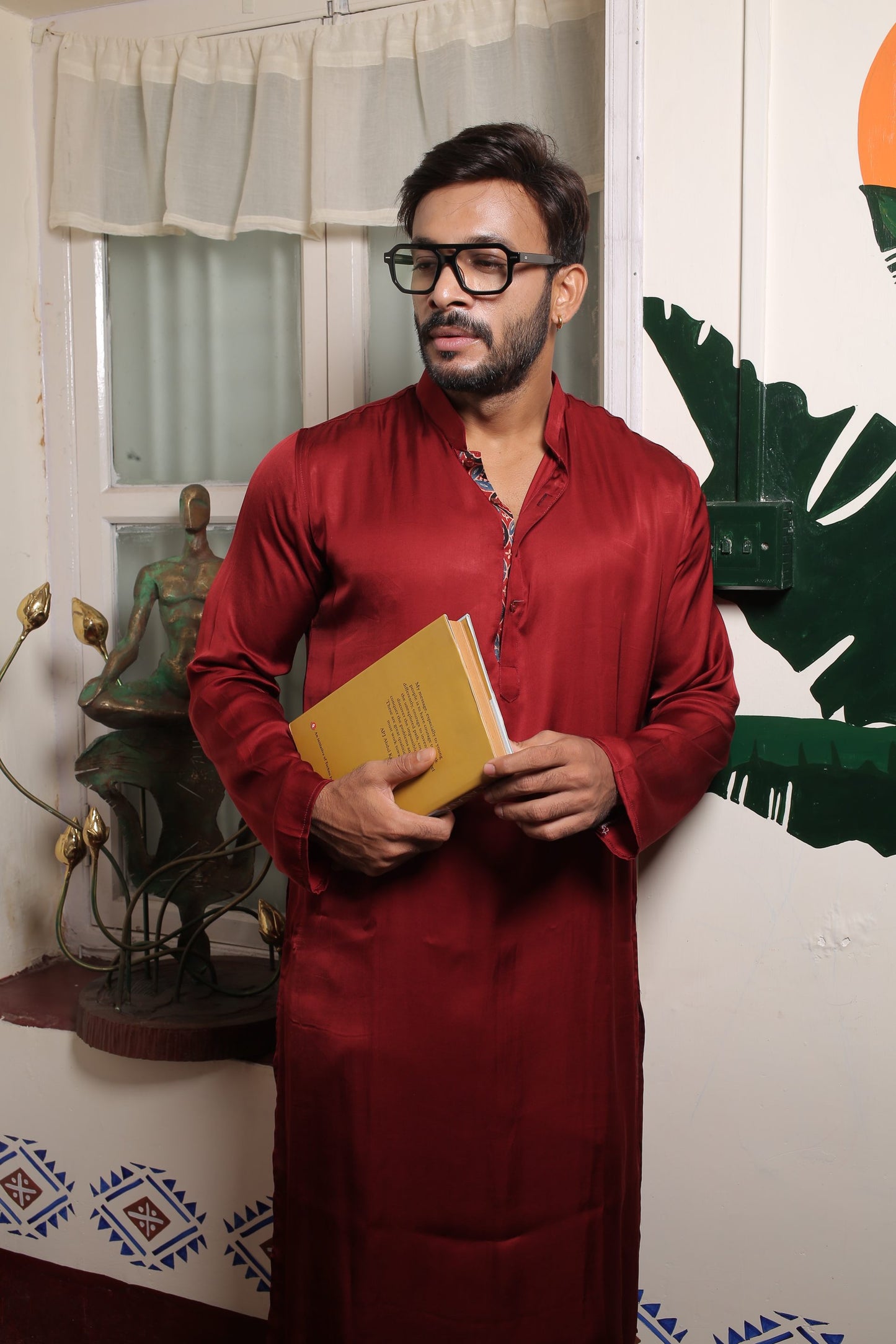 Maroon Soft Modal Silk Kurta