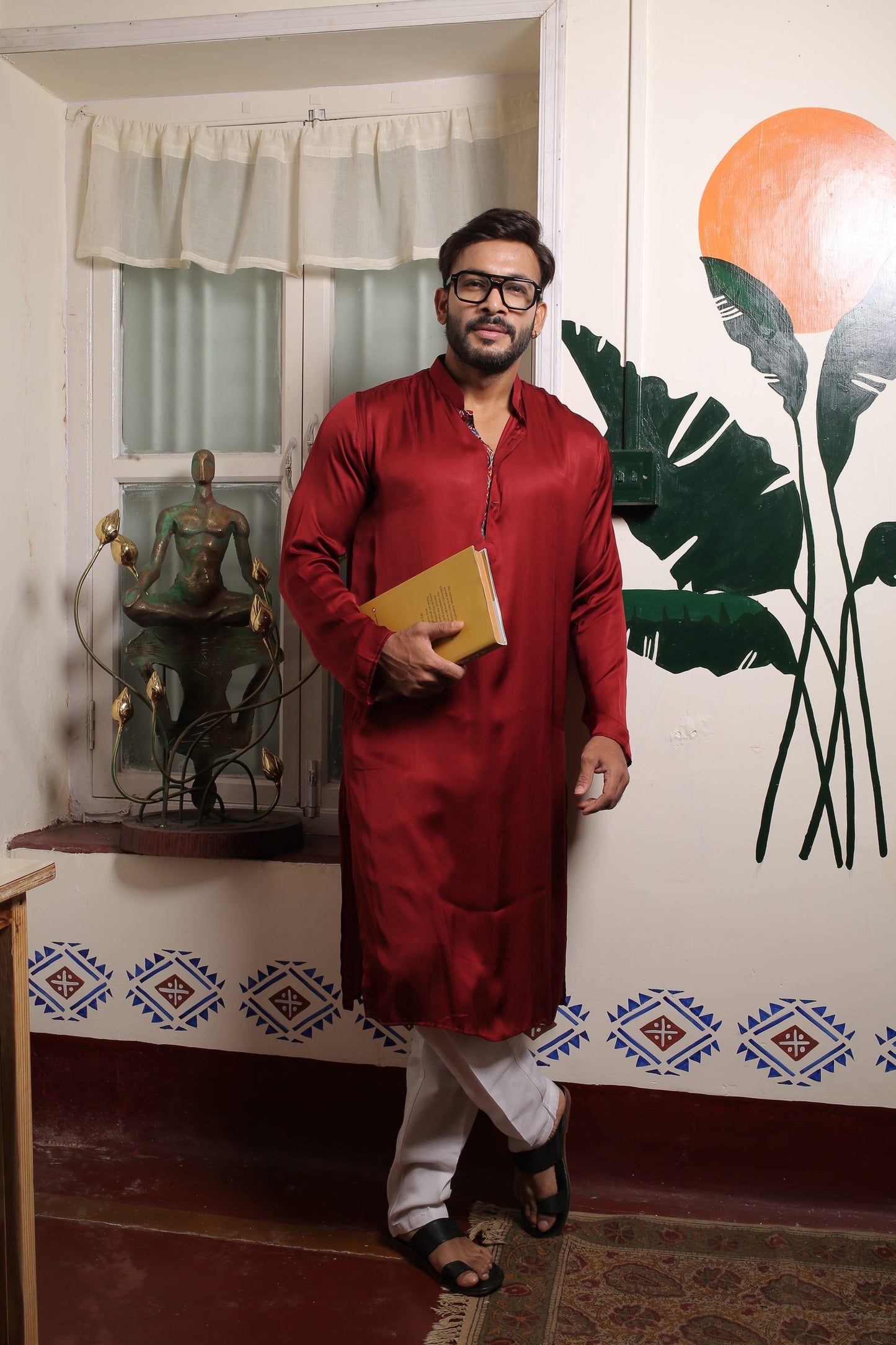 Maroon Soft Modal Silk Kurta
