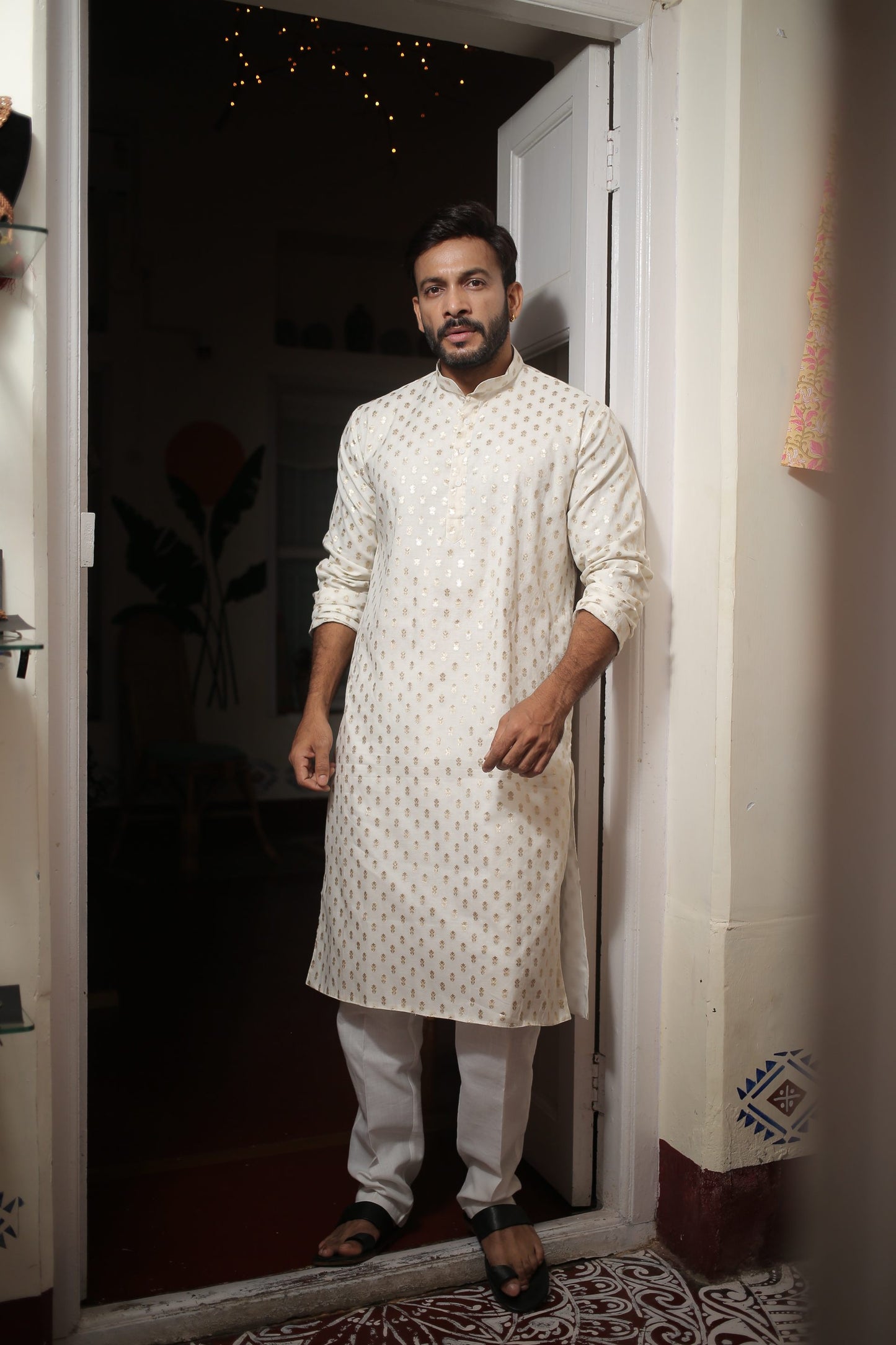 White Premium Designer Chanderi Silk Kurta