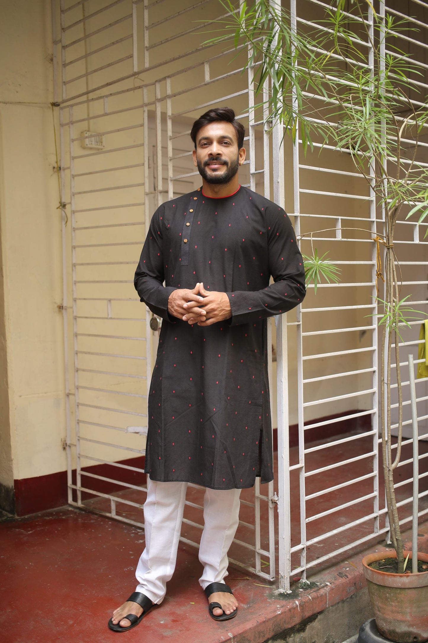 Black Designer Cotton Kurta