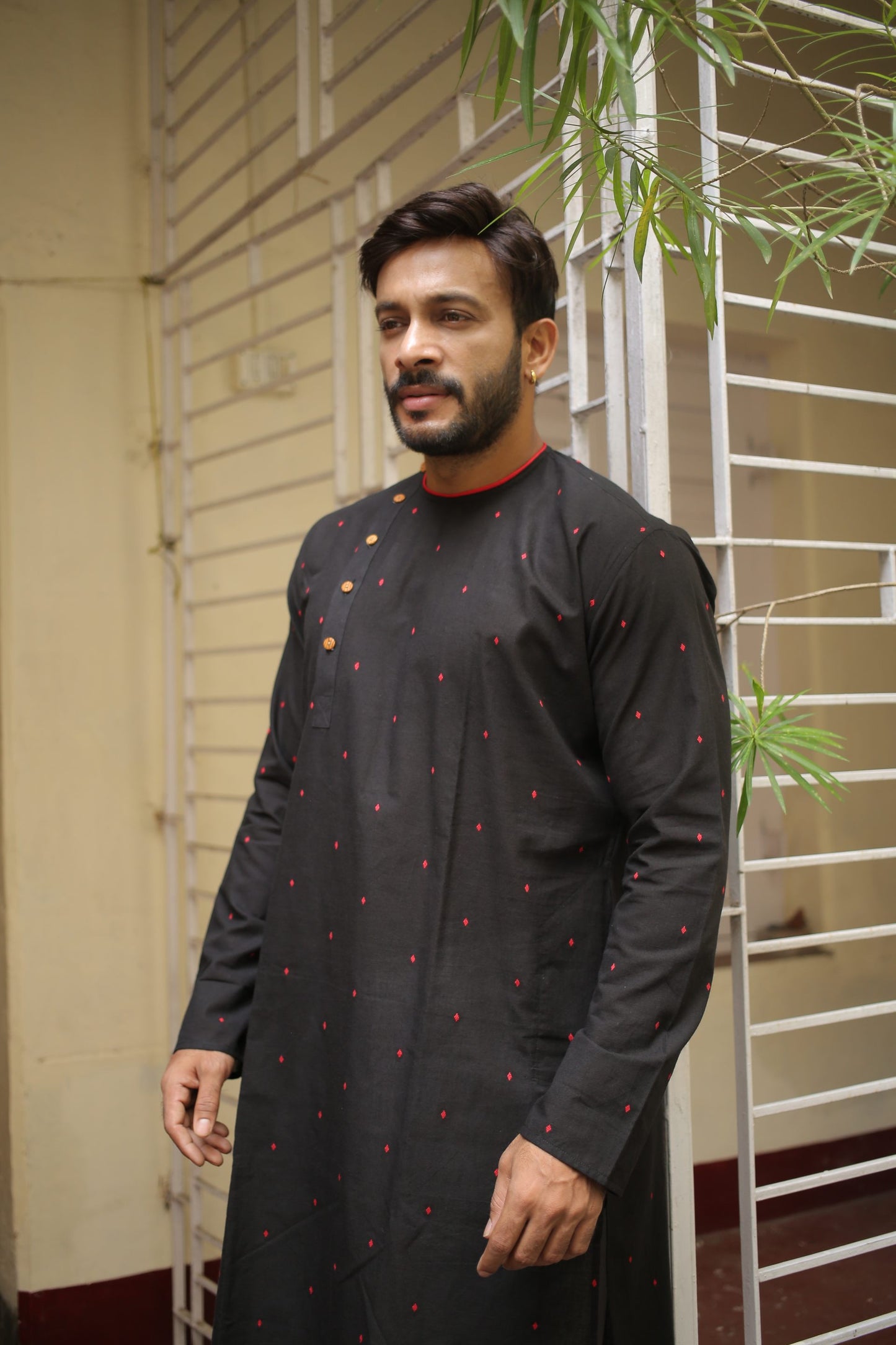 Black Designer Cotton Kurta