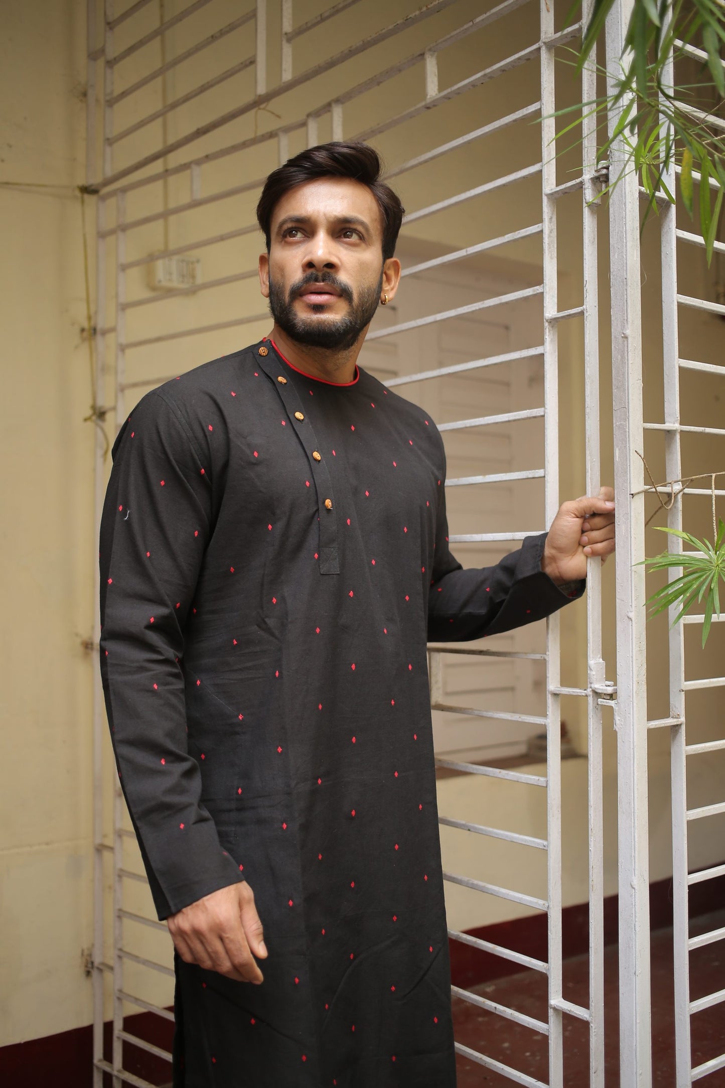 Black Designer Cotton Kurta