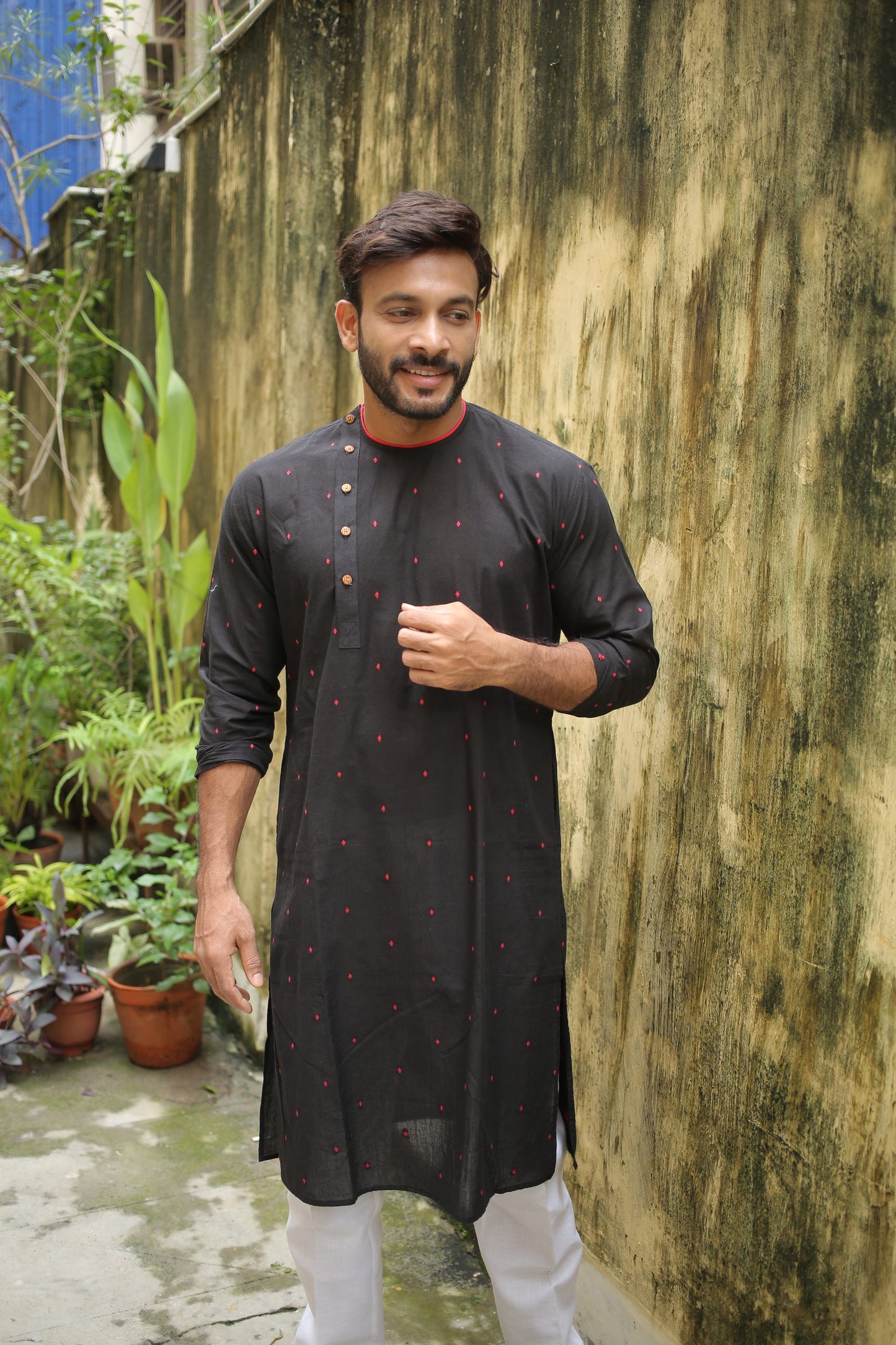 Black Designer Cotton Kurta
