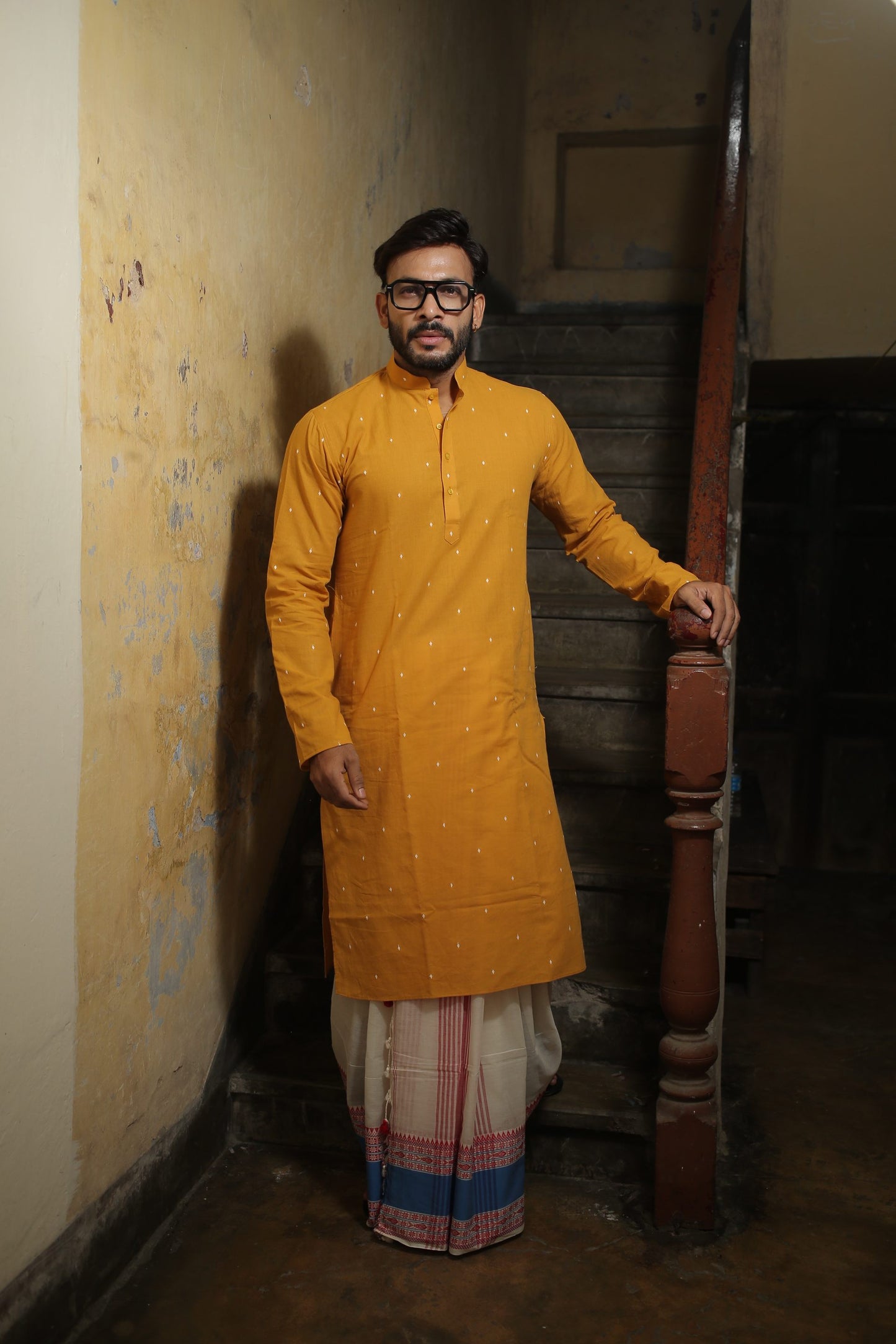 Yellow Designer Cotton Kurta