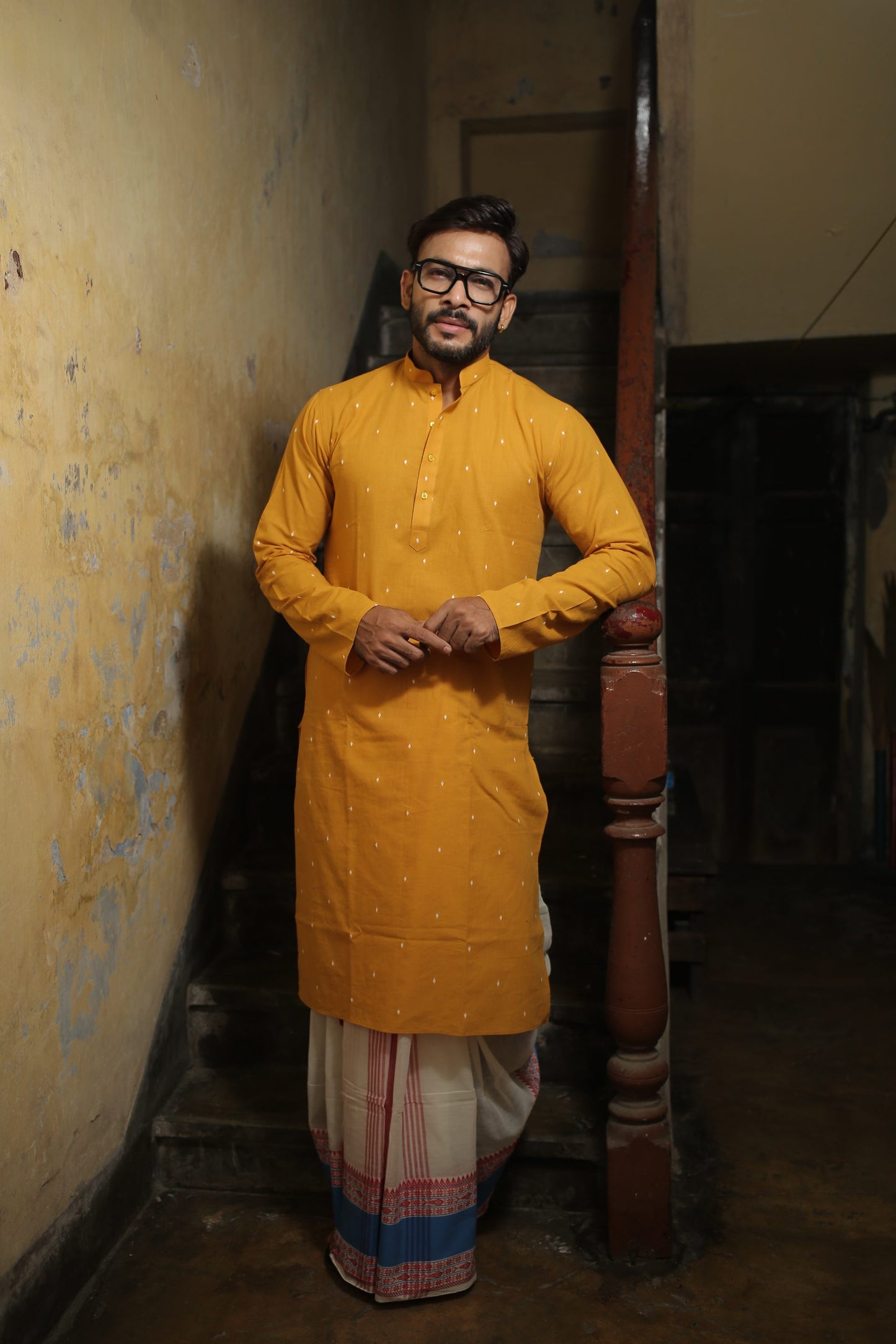 Yellow Designer Cotton Kurta
