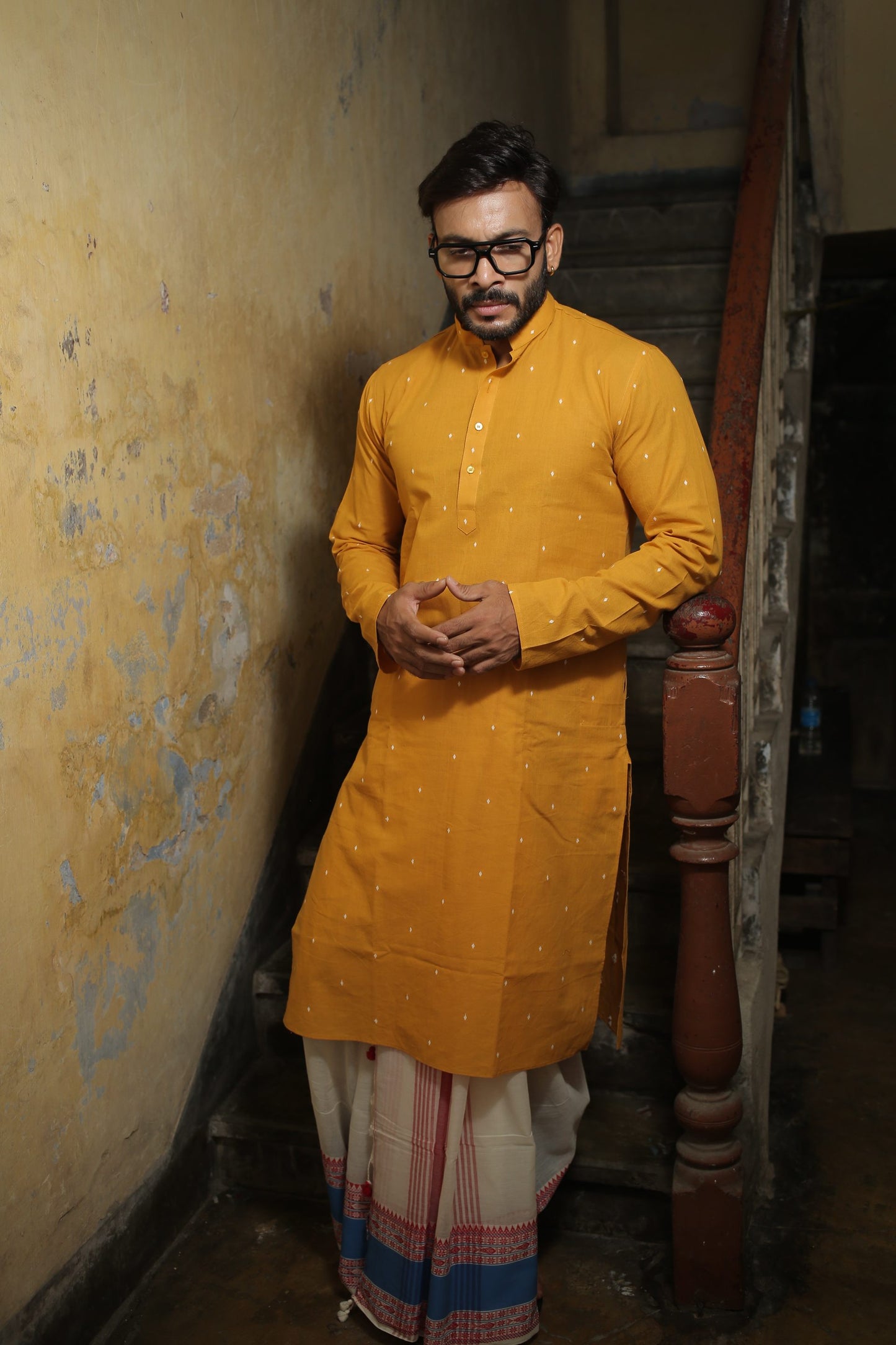 Yellow Designer Cotton Kurta