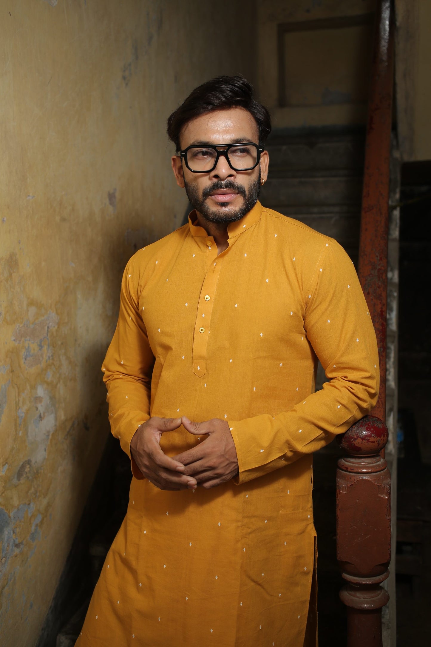 Yellow Designer Cotton Kurta