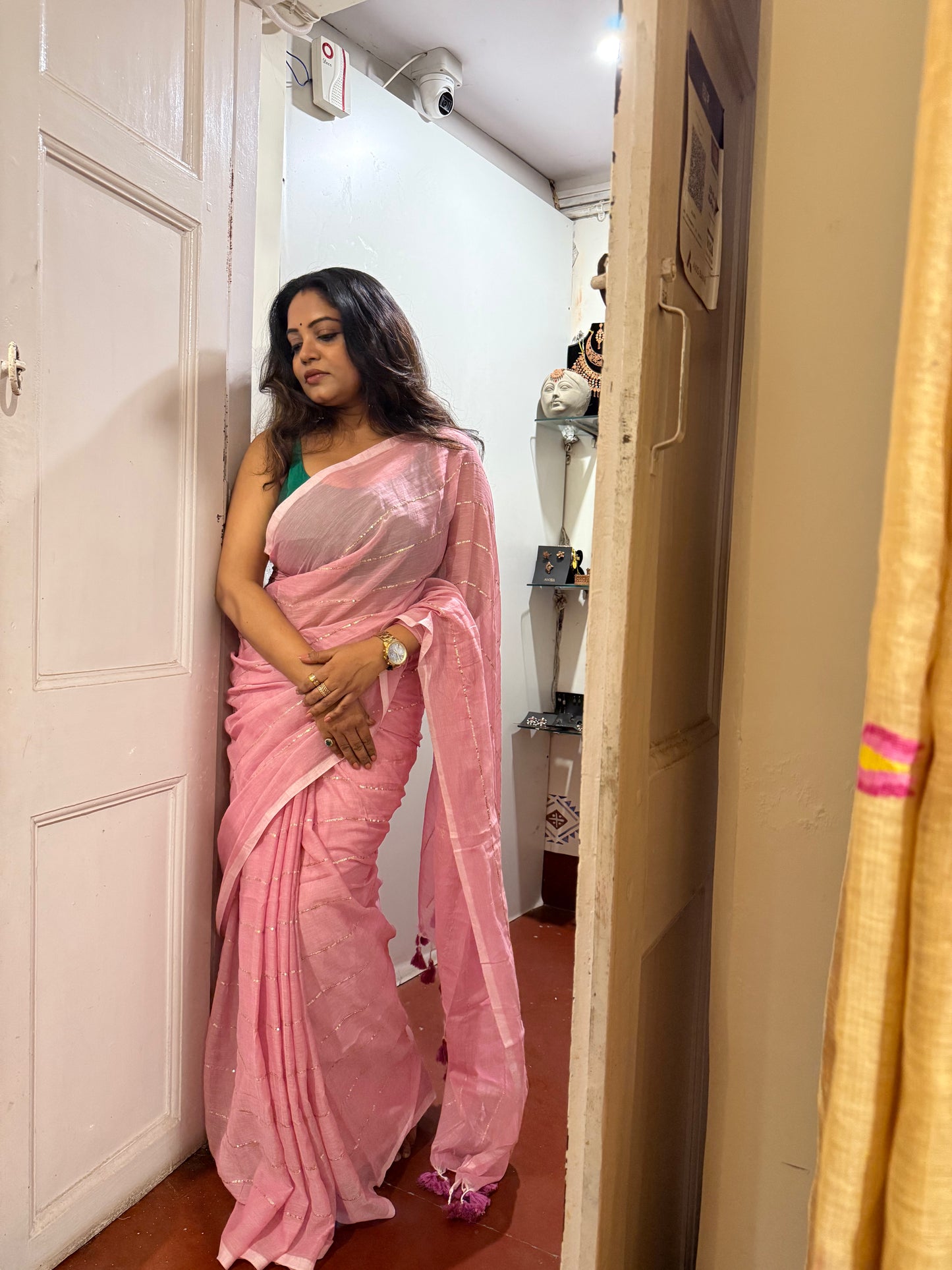 Light Pink Handwoven Mulmul Cotton Saree (Copy) (Copy)