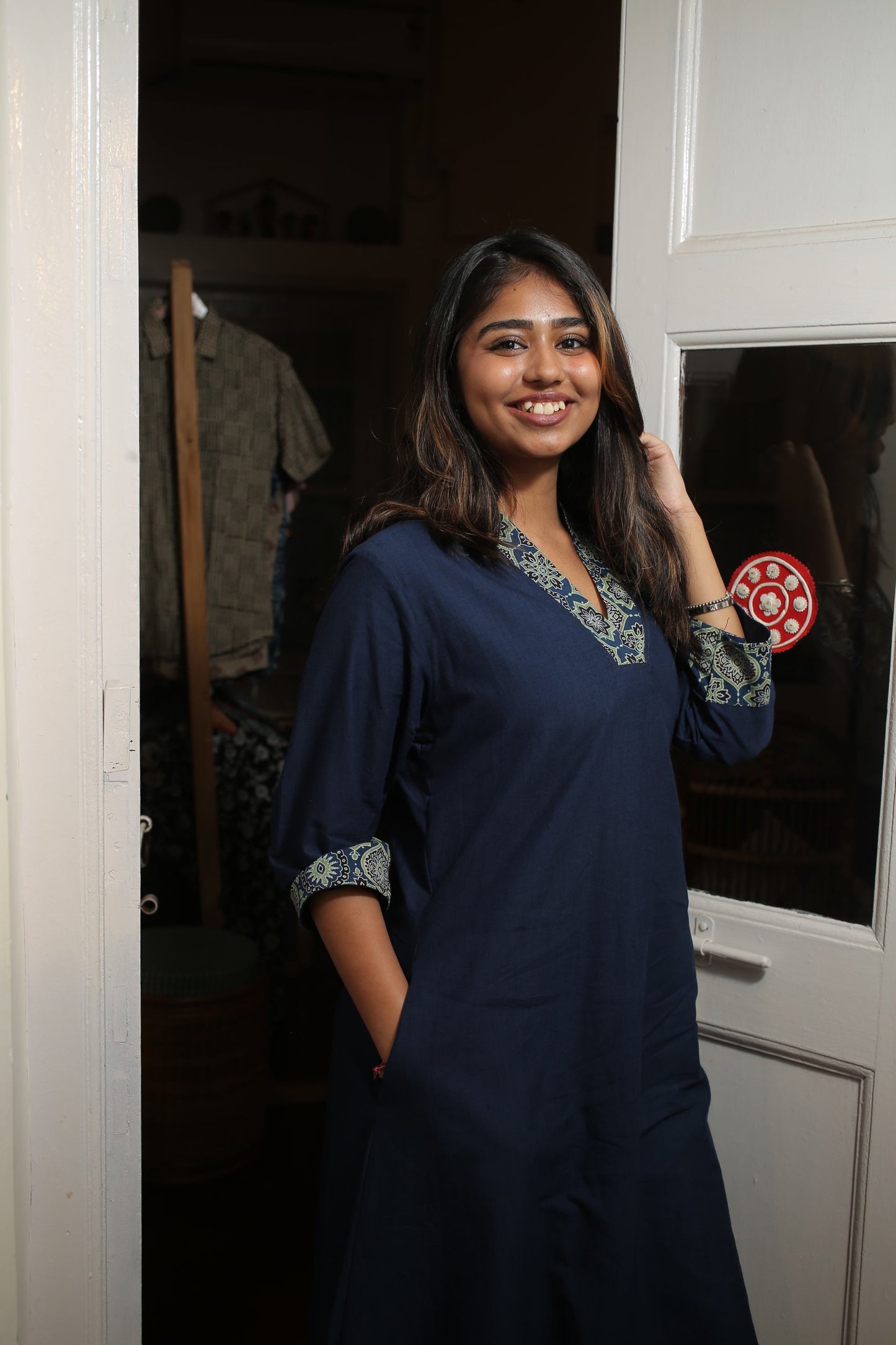 Indigo Three Quarter Sleeved Kurti