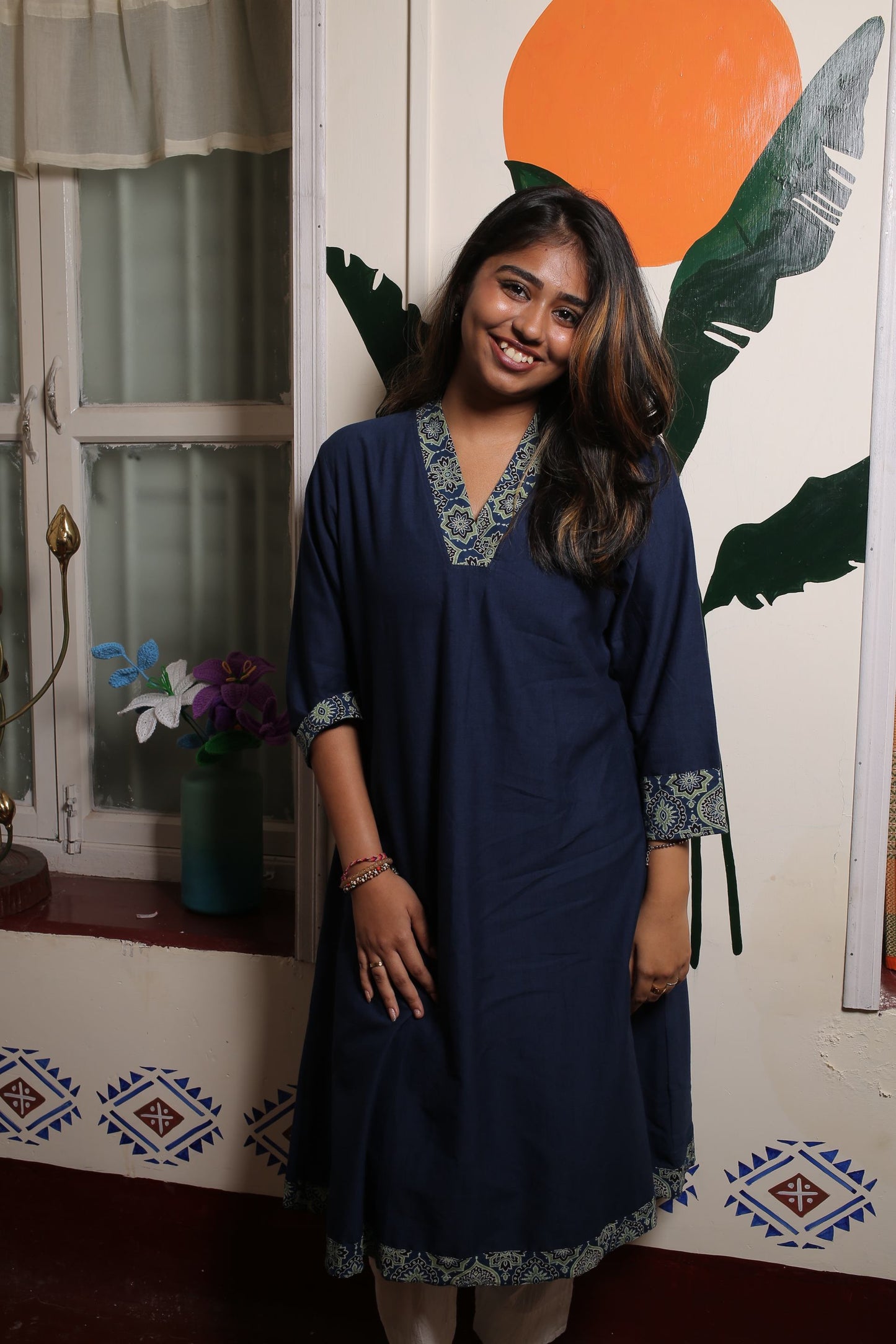 Indigo Three Quarter Sleeved Kurti