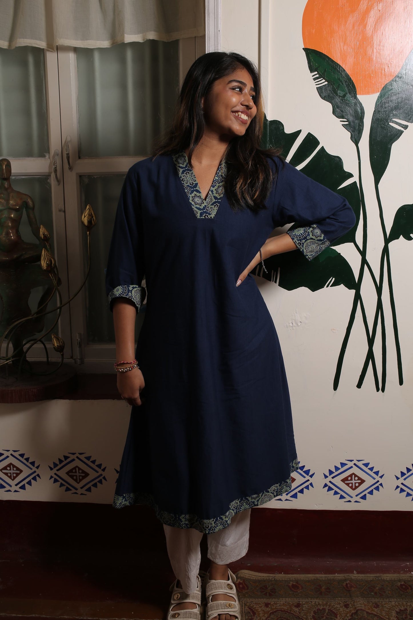 Indigo Three Quarter Sleeved Kurti