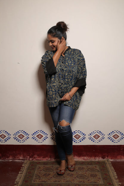 Pure Cotton Azrakh Short Indigo Kaftan