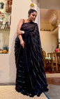 Black Handwoven Mulmul Cotton Saree